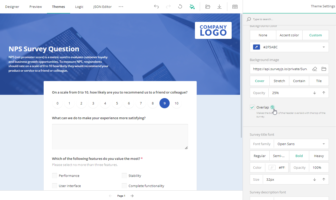 Header Overlap Example
