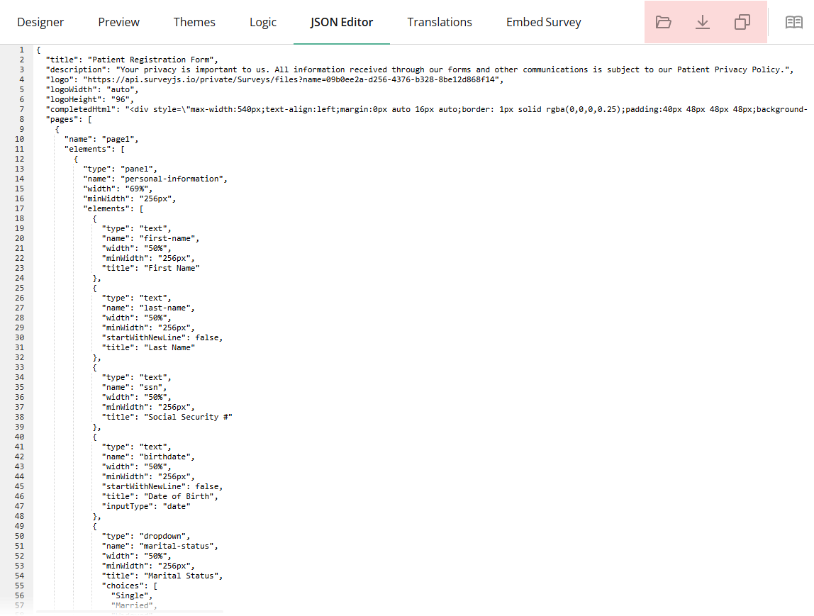 JSON Editor Tab